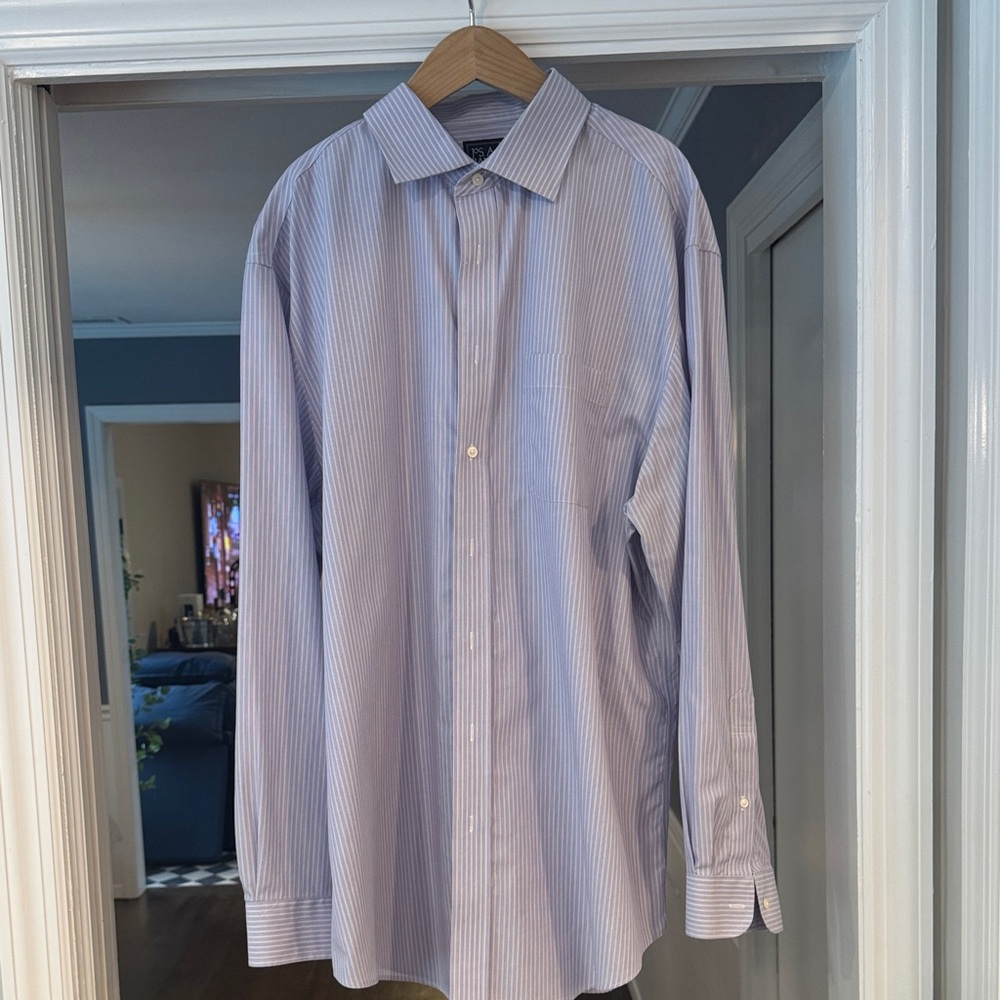 Men's Jos. A. Bank Traveller Purple and White Striped Shirt